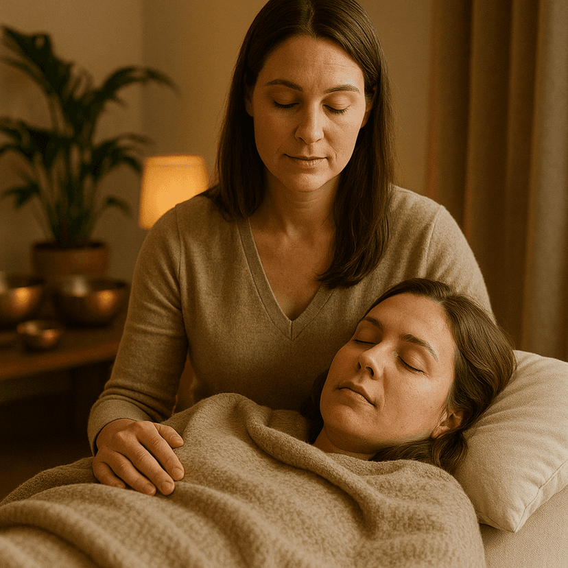 hypnotherapist with a client